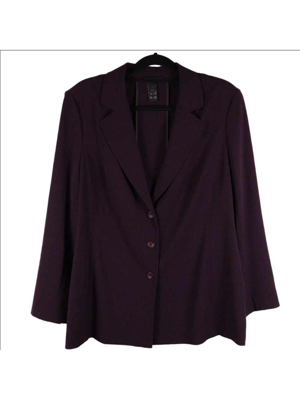 Lane Bryant Plum One Notch Collar Long Sleeve Single Breasted Mid Length Blazer
